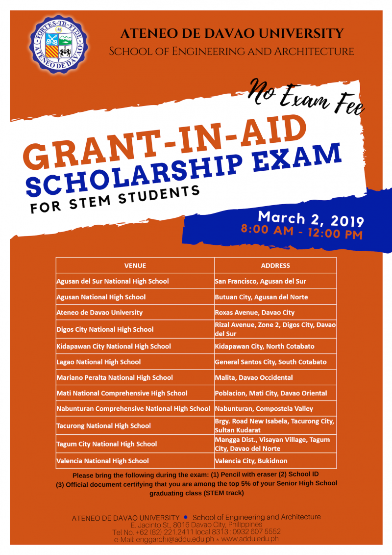 Grant-In-Aid Scholarship Exam for STEM Students